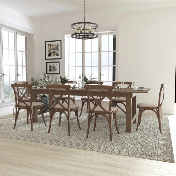 Flash Furniture Rectangle Antique Farm Table, 40" W, 108" L, 30" H, Wood Top, Wood Grain XA-FARM-14-GG - main